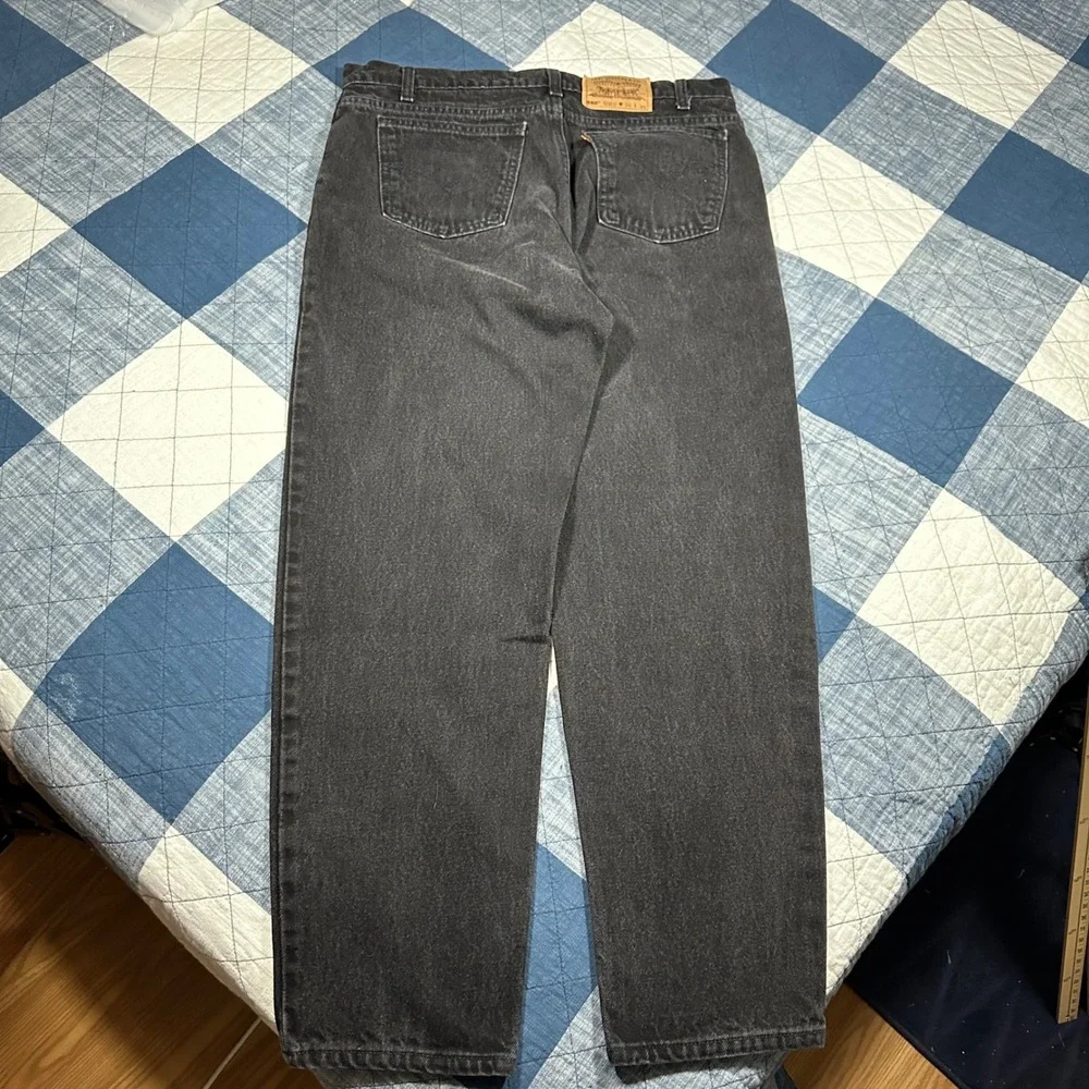 Vintage 90s Levis 550 Orange Tab Black Relaxed Tapered Jeans Made in USA *35x30
